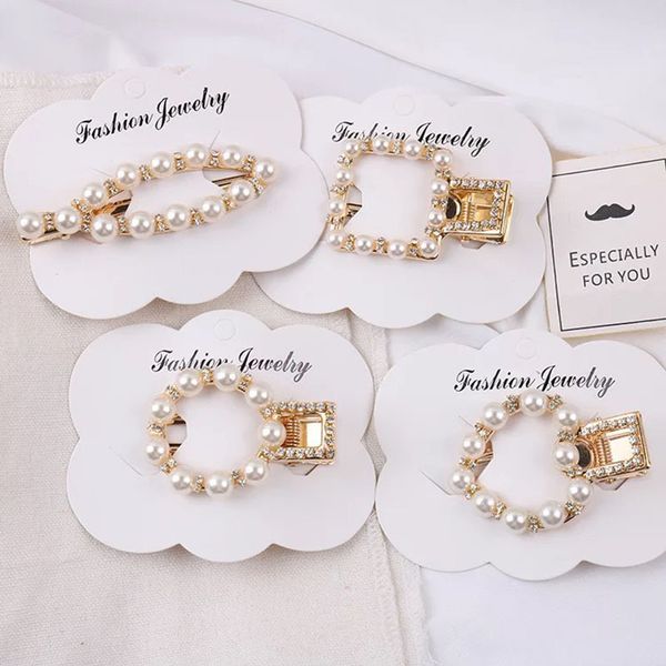 

crystal pearl hair clips metal elegant barrette bobby pins wedding head styling tool hairclips for women, Black;brown