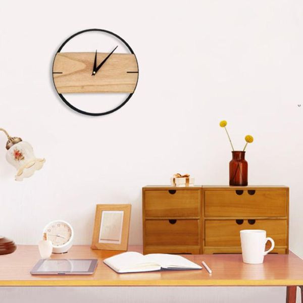 

wall clocks nordic large clock simple wooden living room bedroom home mute creative reloj de pared modern design bb50wc