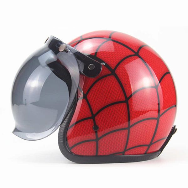

Open Face Cycling Helmet 3/4 Scooter Riding Cruiser Headgear with Spider Web Red Color TK10, Multi
