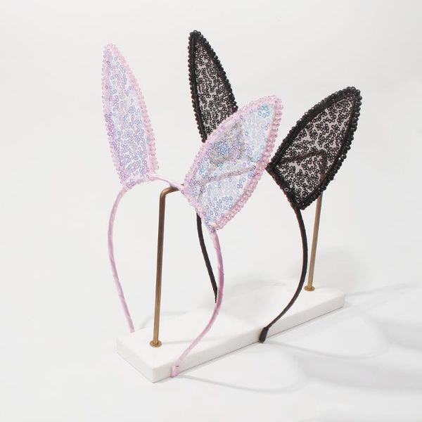 

hair clips & barrettes cute cat ear headband fashion simulation pearl sequins lace women's headbands wholesale jewelry accessorie, Golden;silver