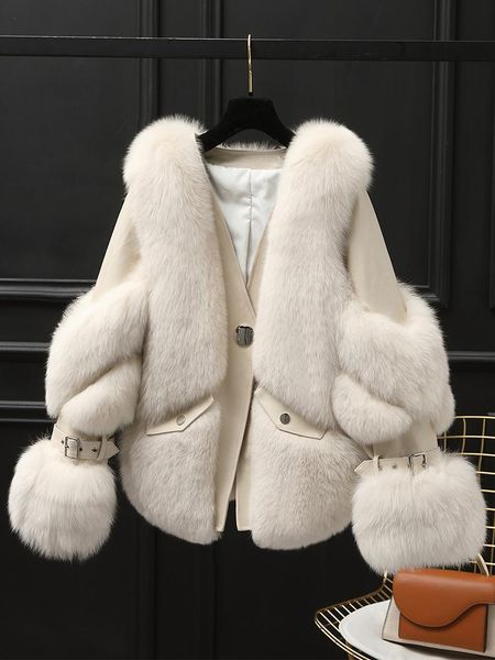 

women's fur & faux 2021 autumn and winter haining short fashionable coat leather overcoat young, Black