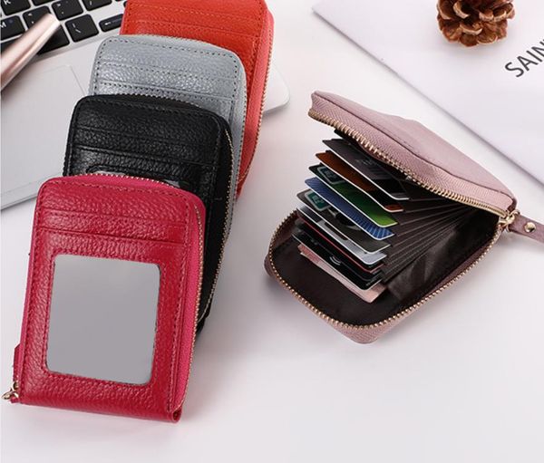 

hbp factory wholesale mini holder layer cowhide with multi-position leather wallet id card holders, Brown;gray