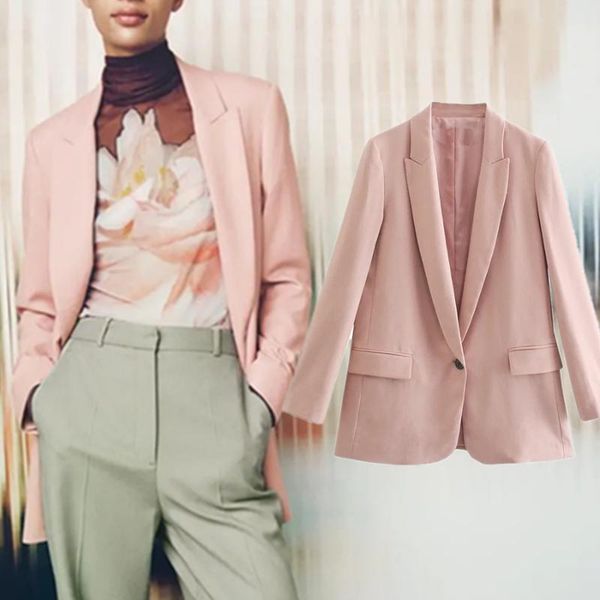 

women's suits & blazers maxbutti england style vintage oversize casual fashion blazer women simple pink mujer 2021 and jackets, White;black