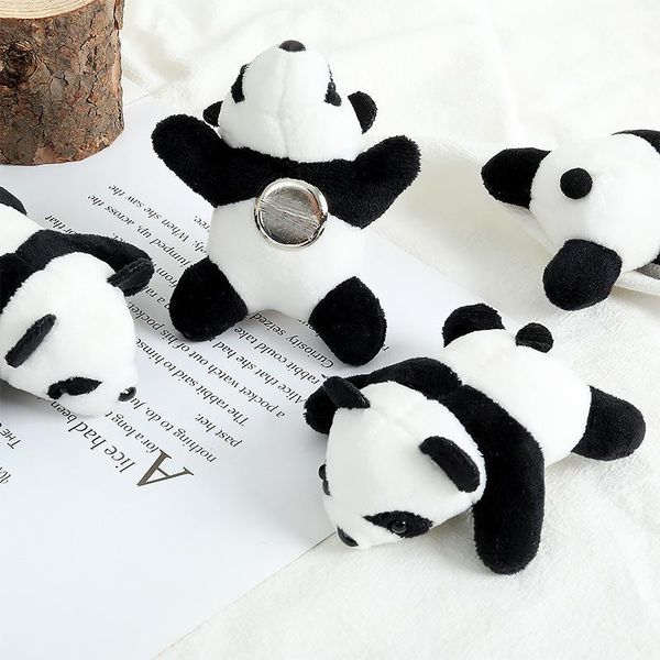 

bag parts & accessories 1pcs cartoon cute plush mini panda brooch doll child jewelry school backpack hat clothes pendant ornament, Black
