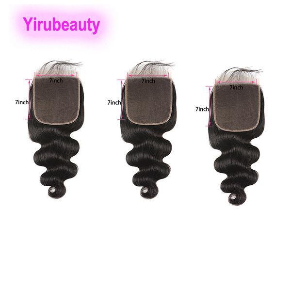 

indian wholesale 100% human hair 7x7 body wave silky straight 13*6 frontals 6x6 lace closure baby hairs part 3pcs/lot, Black;brown