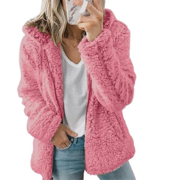 

women's hoodies & sweatshirts oversized s-5xl plush fleece pink zip up autumn winter thicken soft hooded coats wdc6354, Black