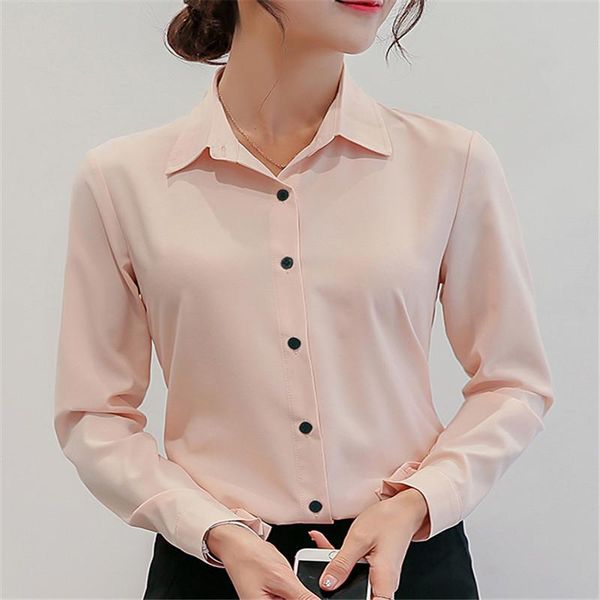 

women's blouses & shirts sanishroly spring autumn women white blouse solid casual chiffon female long sleeve office plus size se524