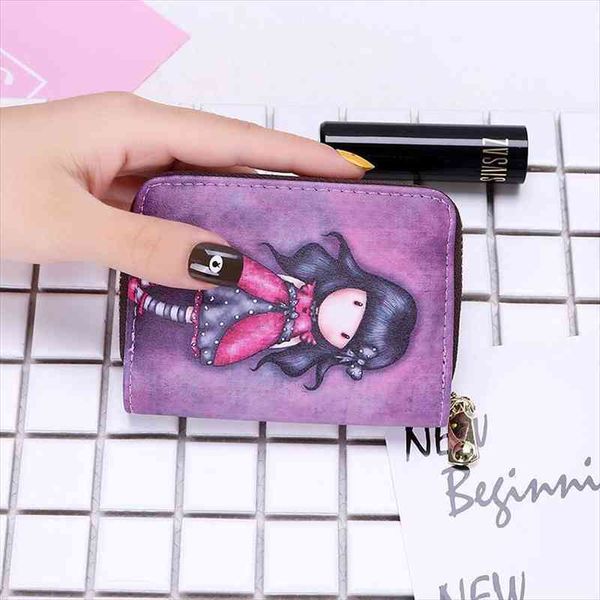 

fashion cartoon organ card bag womens cute girl heart multi zipper coin purse mini version pu girls cardholder, Red;black
