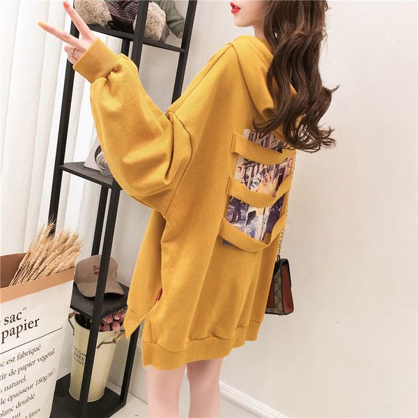 

harajuku 2021 new hip-hop letter printing female hoodies autumn and winter casual korean pullovers fashion loose schoolgirl hoodie mbqi, Black