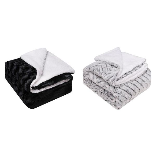 

blankets thick double layer sheep wool blanket faux fur plush pv fleece thickened back printed tie-dye brushed soft warm blank