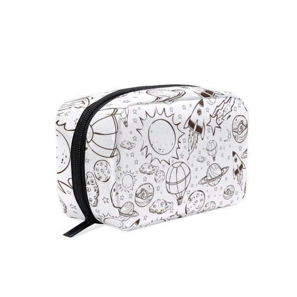 

cosmetic bags & cases fengju makeup bag portable toiletries fashionable square storage for girls lady woman star sun rocket universe