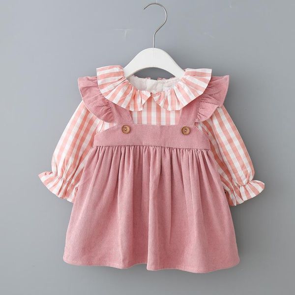 

girl's dresses spring autumn baby girl dress princess clothes print bowknot with polka plaid cute cotton patchwork full, Red;yellow