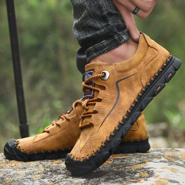 

men tactical boots hiking shoes breathable leather man sneakers for tourism trekking mens outdoor shoes male sports sneaker