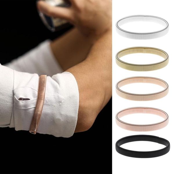 

tennis arm warmer shirt sleeve holder metal anti-slip elastic bracelets stretch armband, Golden;silver