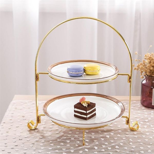 

other bakeware 2 layer european style wrought iron dessert cake display stand snack holder fruit plates party pastry table decoration