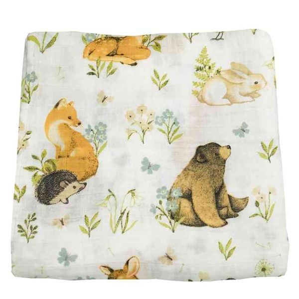 

digital printing bamboo&cotton muslin blanket baby bedding bath s born babies swaddle wrap receiving blanket for kids 210825