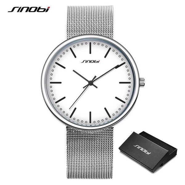 Orologio da uomo minimalista Sinobi Ultra-sottile Top Brand Casual Vintage Milan Mesh Cinturino in acciaio inossidabile Orologio da polso analogico Reloj Q0524