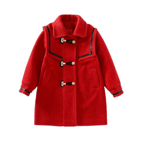 

girls woolen overcoat kids coat children outwear clothes wear autumn winter childrens clothing wool coats warm long b9167, Blue;gray