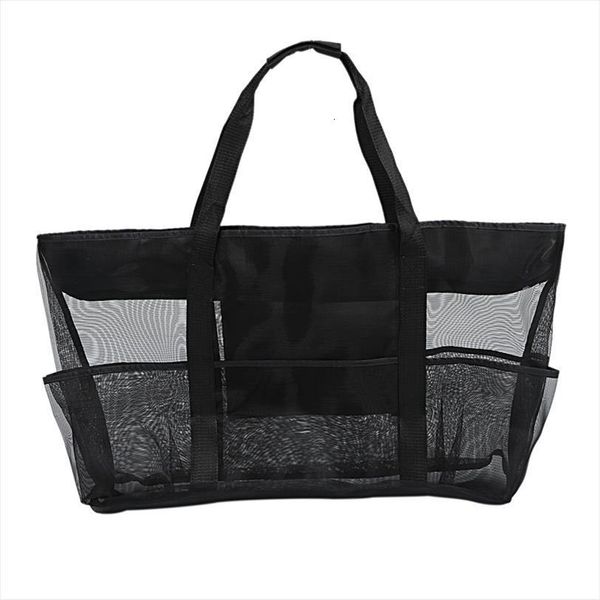

xxl mesh beach family cosmetic bag for sand toys, extra large tote, black