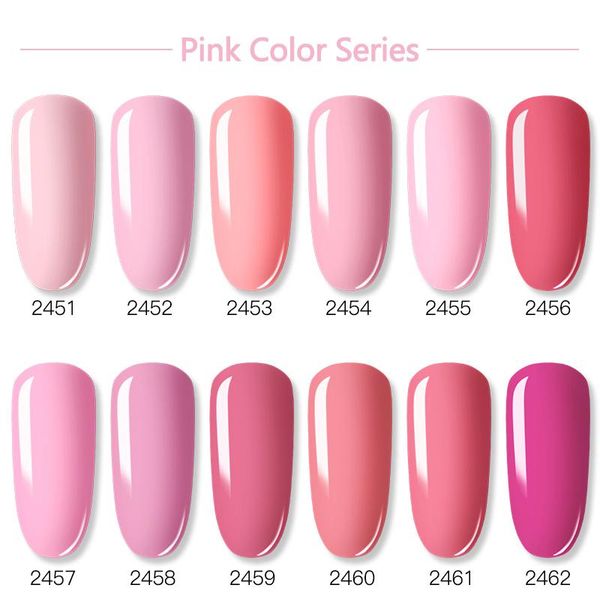 

nail gel rosalind hybrid varnish enamel polish base macoat semi permanent art soak off uv led for manicure 7ml, Red;pink