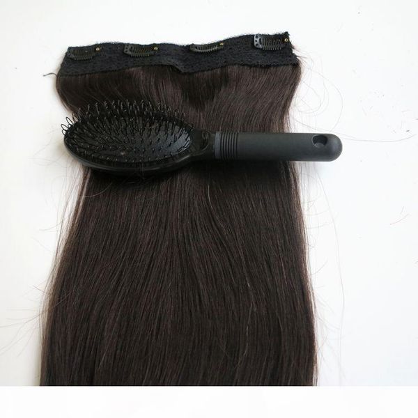 

80g 1pcs set  22inch remy human hair clip in hair extensions #1b off black straight hair comb, Black;brown