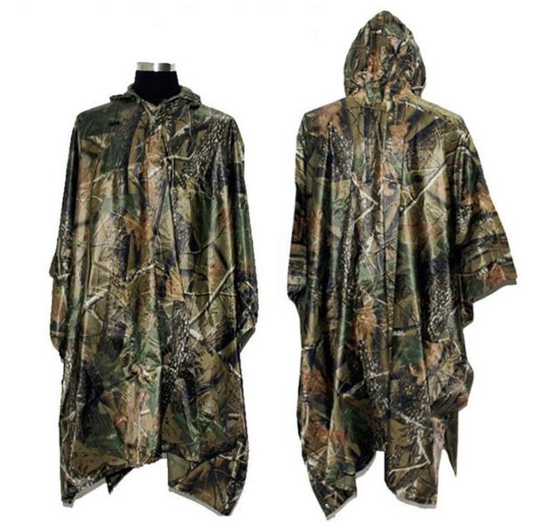 Poncho de chuva à prova d'água camuflagem capa de chuva com capuz para atividades ao ar livre camuflagem abrigo lençol de chão masculino feminino tamanho grande