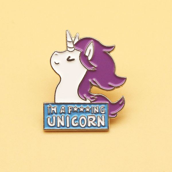 

unicorn brooch and i`m af ing unicorn enamel pins men and women fashion jewelry gifts anime movie novel lapel badges, Blue