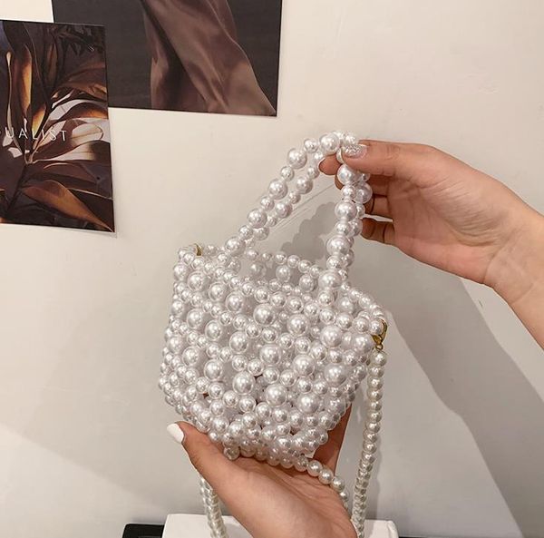 

acrylic beaded bags fashion women messenger bag pearl mini handbag