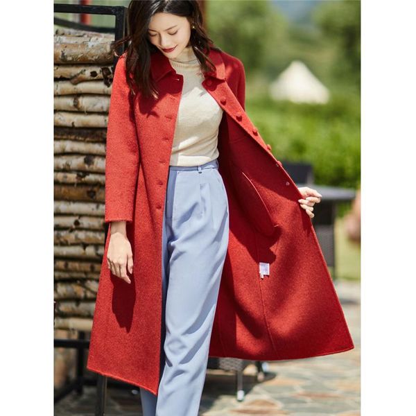 

women's wool & blends double-faced cashmere coat women long winter jacket 2021 fashion temperament korean clothes w183, Black