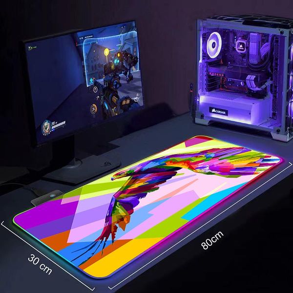 

mouse pads & wrist rests rgb gaming pad large led computer gamer mousepad big mat xxl carpet for keyboard desk mause flying eagle