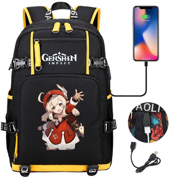 

backpack game genshin impact girl boy schoolbag large capacity lapbag waterproof multifunction usb charging
