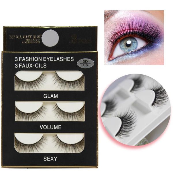 

false eyelashes 3 pairs 3d long makeup extension volume fake lashes natural thick black soft silk handmade eye