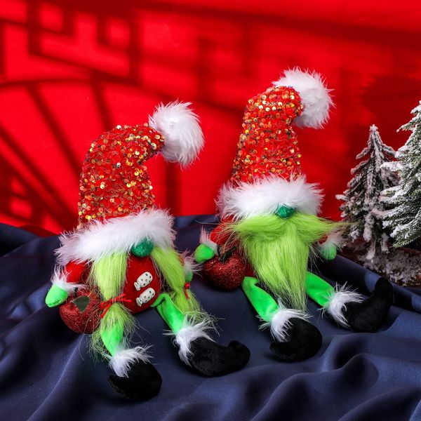 Fontes de festa decoração de Natal grinch gnomo gnomo verde decorações de boneca de pelúcia para casa natal ornamentos