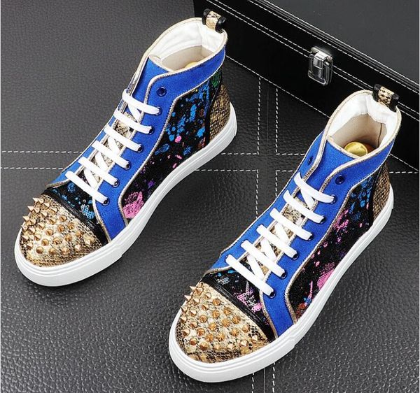 

new luxury spring autumn mens casual shoes high-shoes hip-hop trend mens shoes italian style business party designer, Black