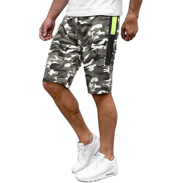 

men's shorts summer men casual with pockets camouflage knee length short pants breeches male straight workout carge trousers, White;black