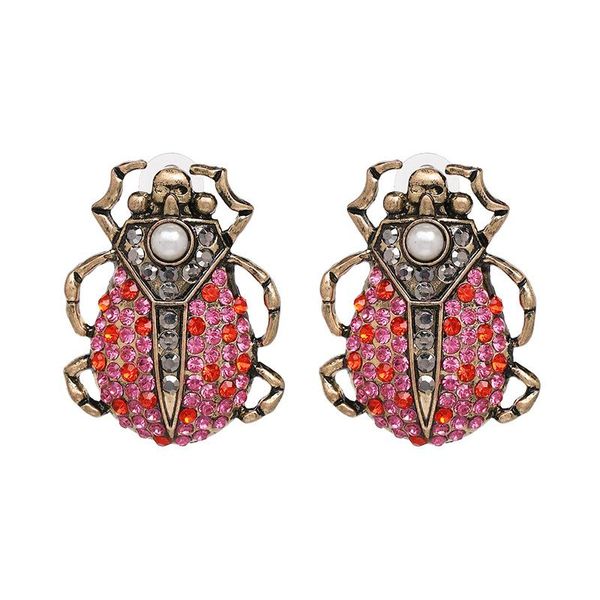

stud arrival fashion crystal gem insect animal earrings for women cute unique jewelry charm multicolored rhinestone, Golden;silver