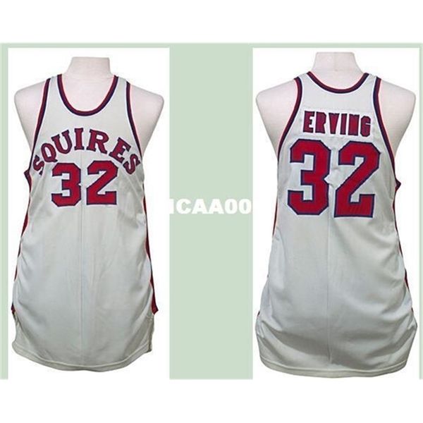 

vintage 21ss squires #32 julius erving road retro home mesh fabric full embroidery size s-4xl or custom any name or number college jersey, Black