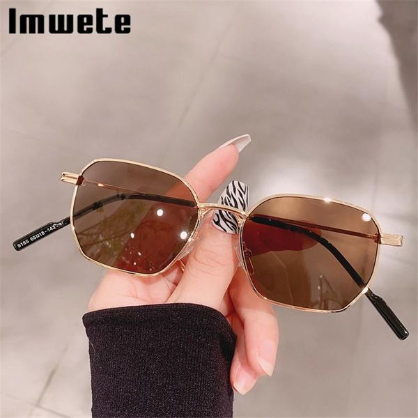 

sunglasses imwete vinatge square women metal frame gradient eyewear designer goggles uv400 gold black, White;black