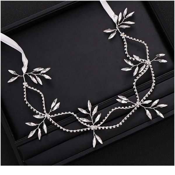 

handmade silver color crystal rhinestone wedding hair accessories ribbon bridal tiara ladies hair accessories gift acc qylvys