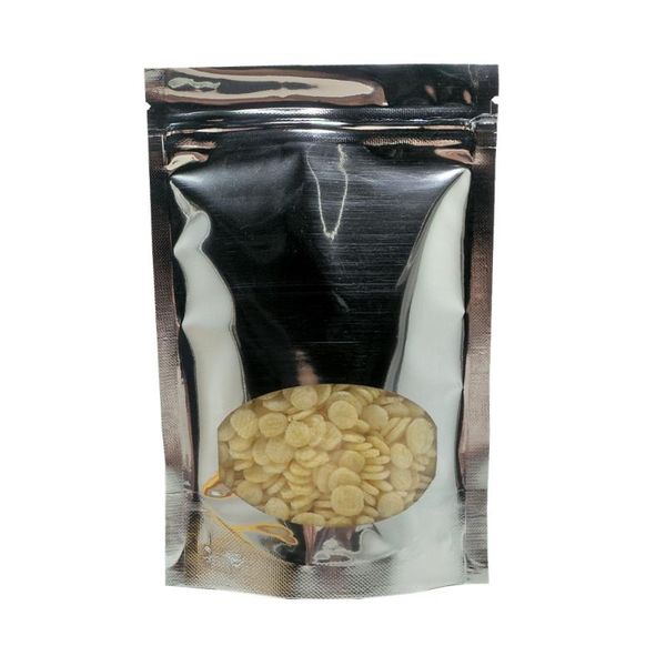 

gift wrap 50pcs stand up silver aluminum foil zipper bag with window mylar resealable coffee powder nuts retail packaging pouches