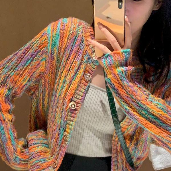 

women's knits & tees sweater cardigan 2021 autumn loose outer wear long sleeve jacket scheming design niche knitted female, White