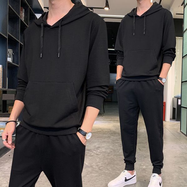 

shengtianlong fashion sweater leisure sports suit men's cloth hooded top, Black