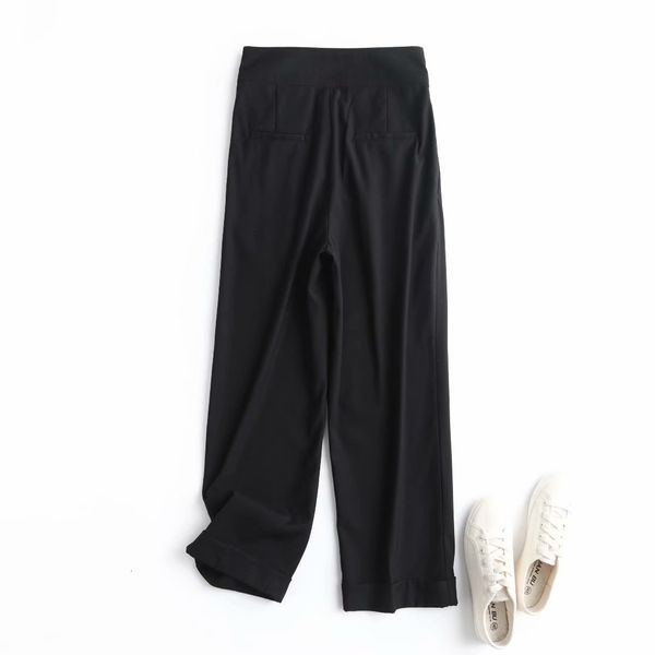 

2021 new black buttons ol casual pants women pantalon 04yf, Black;white