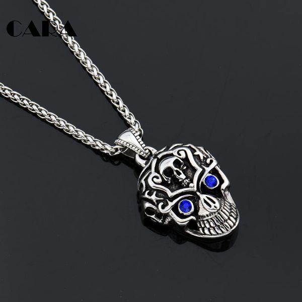 

pendant necklaces 2021 mens hip hop punk snake chain necklace blue crystal eye skull long fashion jewelry cagf0282, Silver