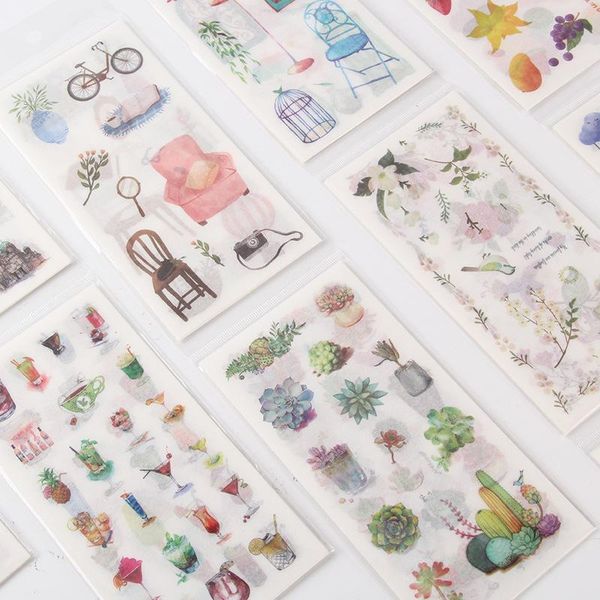 

gift wrap 6 sheets kawaii succulent floral sticker set cute animal stationery stickers diary book diy journal planner decorative label
