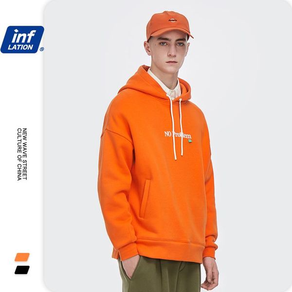 

men's hoodies & sweatshirts inflation men fleece oversized 2021 autumn mens harajuku letter printed hooded couple black pullovers 1350w