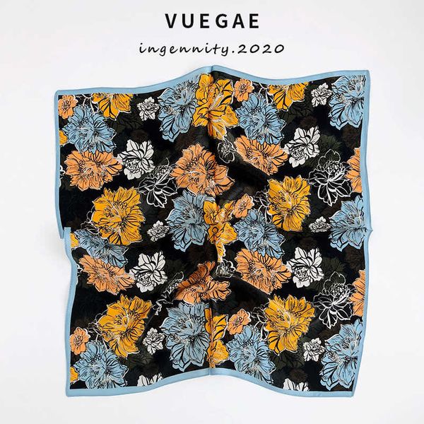 

silk scarf female mulberry silk small square summer thin temperament versatile small scarf french hair band, Black;purple
