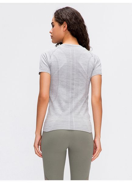 

women clothing tees t-shirts tracksuit yladies leisure sports round neck yoga wear solid color running fitness quick-drying, White