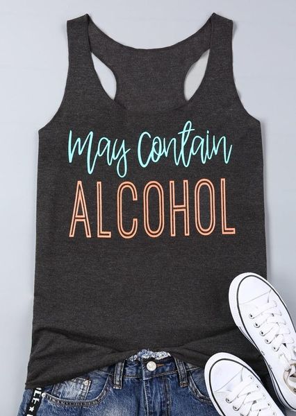 

women tank fashion may contain alcohol tank dark grey ladies vest femme harajuku korean running sleeveless t shirt, White
