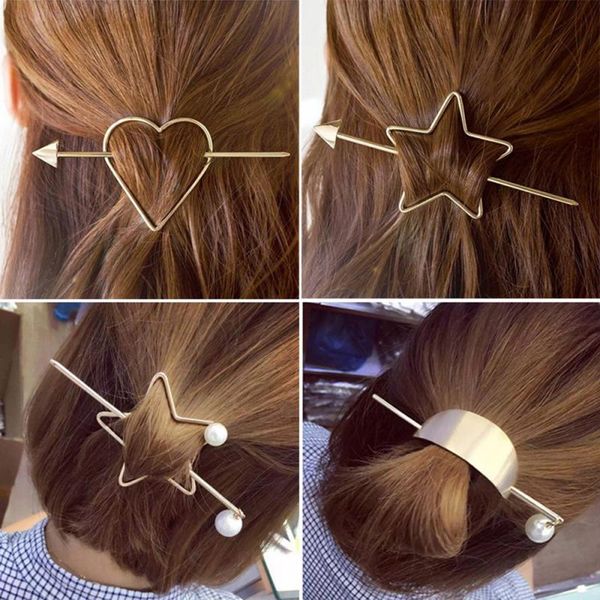 

hair accessories metal love star round hairpin insert comb solid semicircle